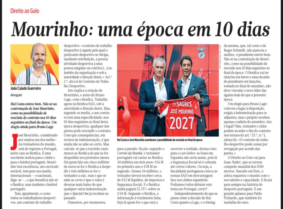 Mourinho: uma época em 10 dias | Caiado Guerreiro